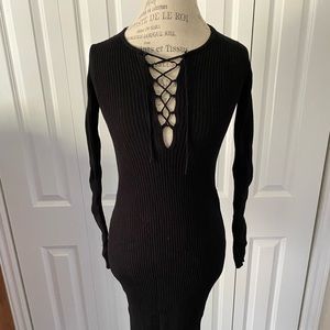 Zara knit midi dress with tie front closure